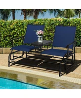 2 Person Outdoor Patio Double Glider Chair Loveseat Rocking