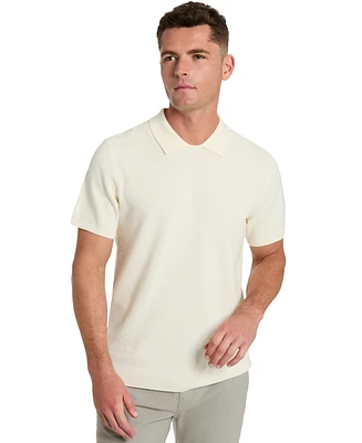 Kenneth Cole Men's Short Sleeve Waffle Knit Polo Sweater