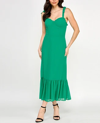 City Studios Juniors' Ruffled Tie-Strap Midi Dress