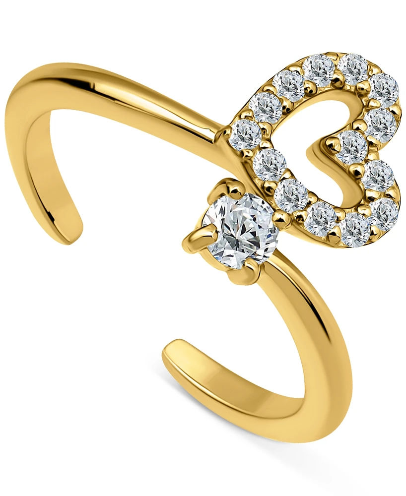 Giani Bernini Cubic Zirconia Open Heart Adjustable Toe Ring, Exclusively at Macy's
