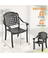 4pcs Patio Cast Aluminum Armrest Chairs Dining Stackable Outdoor Brown