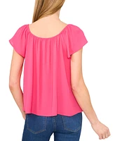 CeCe Women's Round-Neck Flutter-Sleeve Blouse