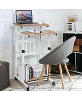 Height Adjustable Mobile Computer Stand-Up Desk with 2 Modes