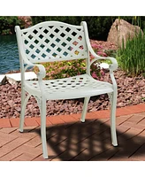 2 Pcs Outdoor Dining Chairs Cast Aluminium Patio Chair Set of Bistro Chairs, Bronze