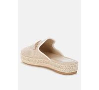 Marama Horsebit Embellished Raffia Mules