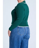 Eloquii Plus Oversized Collar Ribbed Sweater