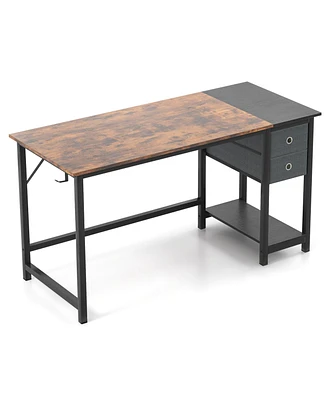 55-Inch Home Office Desk with 2 Drawers Hanging Hook-55 Inch