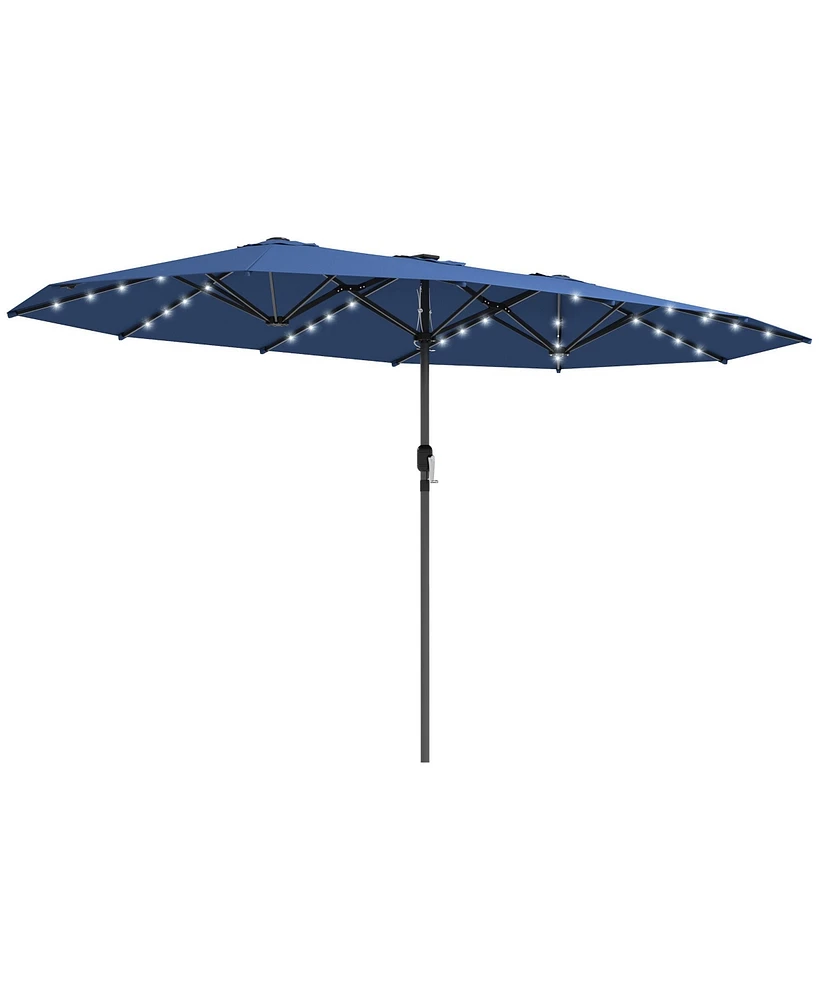 Outsunny Double-Sided Sun Umbrella, Garden Parasol with Light,