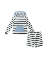 Andy & Evan Little Boys Toddler/Child Long Sleeve Hoodie Short Lounge Set