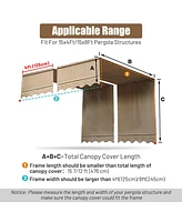 2 Pcs 15.5x4 Ft Pergola Canopy Cover Replacement w/ Valance Outdoor Garden Tan