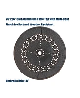 Inches Outdoor Bistro Table with Umbrella Hole Cast Aluminium Patio Dining Round Table