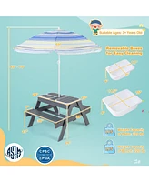 Kids Picnic Table Set with 3 Removable Bins