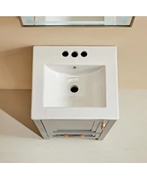 Casainc Fully Assembled 18" Freestanding Single Bathroom Vanity with 2 Handles Sets