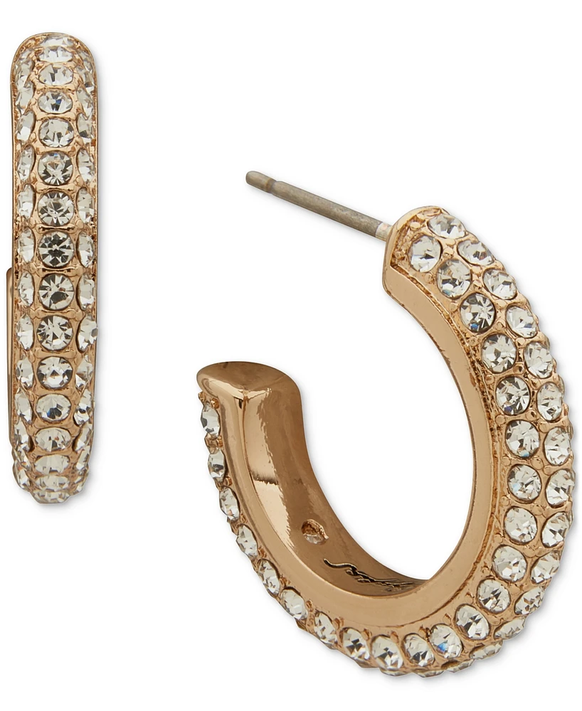 Karl Lagerfeld Paris Gold-Tone Crystal Pave Small Hoop Earrings. 0.52"