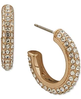 Karl Lagerfeld Paris Gold-Tone Crystal Pave Small Hoop Earrings. 0.52"