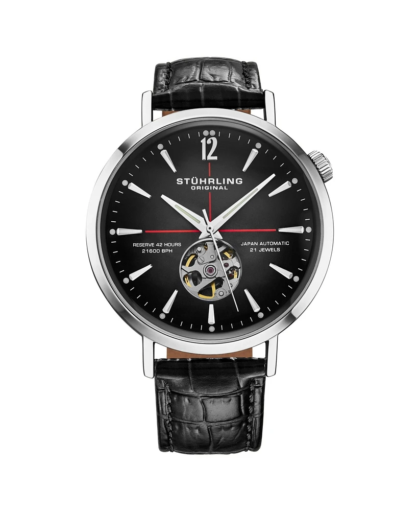 Stuhrling Mens 1021 Quasar Skeleton Automatic 42mm Watch
