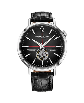 Stuhrling Mens 1021 Quasar Skeleton Automatic 42mm Watch