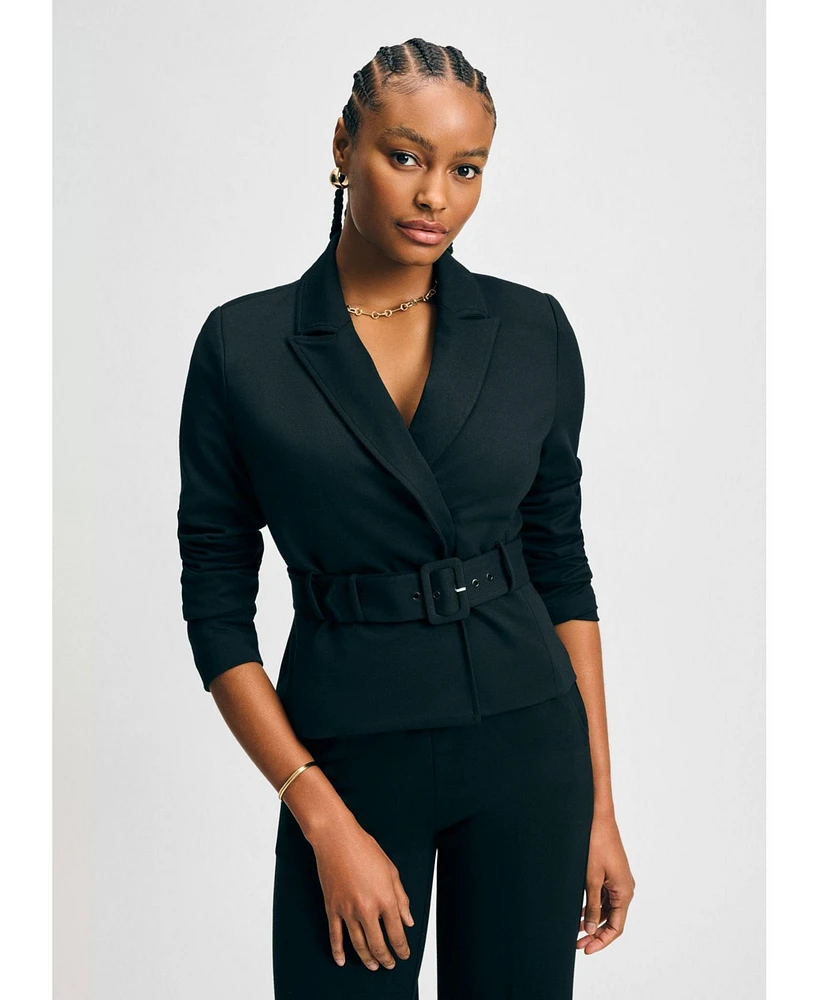 Isaac Mizrahi Women's Belted Ponte Jacket