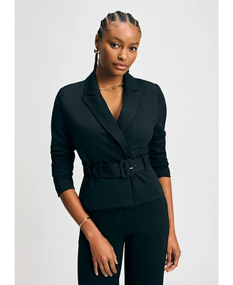 Isaac Mizrahi Women's Belted Ponte Jacket