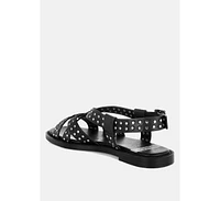 Anemone Studded Flat Gladiator Sandals