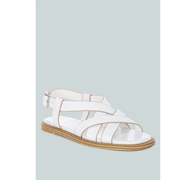 Kapaka Real Leather Flat Gladiator Sandals
