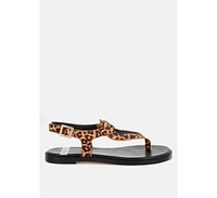 Venusa Leopard Print Buckled Flats