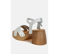 Morasa Metallic Pleather Clog Sandals