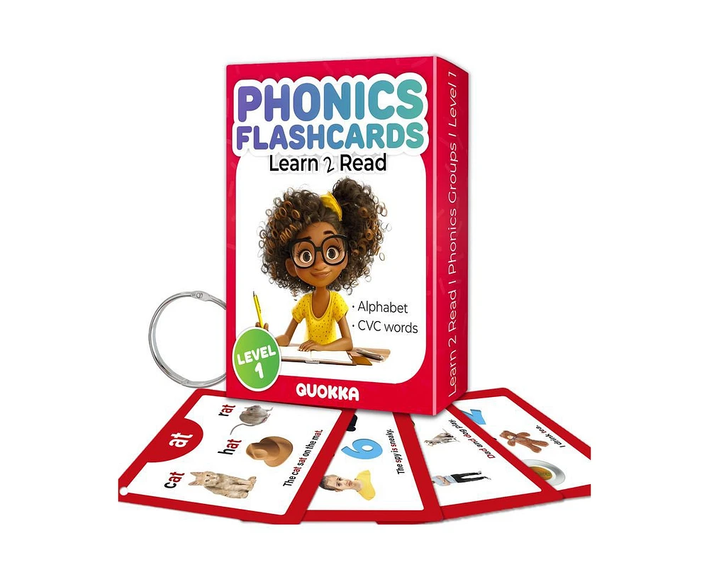 Quokka 225 Flash Cards for Toddlers 1-3 – Alphabet & First Words Flashcards with Rings Fun Big Letters