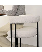 Set of 2 Modern Counter Stools, Boucle Upholstered Bar Chairs with Curved Armrests-Maison Boucle