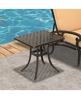 Mondawe Outdoor Cast Aluminum Square Dining Table