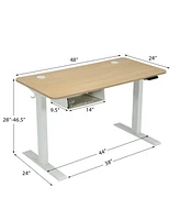 48 Inches Electric Standing Adjustable Desk with Control Panel and Usb Port