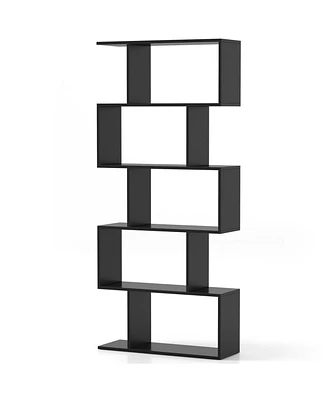 5-Tier Bookshelf with Anti-Toppling Device for Living Room Home Office
