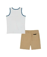 Quiksilver Toddler and Little Boys 2-Piece Logo Racer Tank Top Stretch Tech Shorts Set