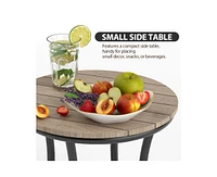 6-Piece Aluminum Outdoor Patio Dining Set with Square Table, Small Side Table and 4-Stackable Chairs