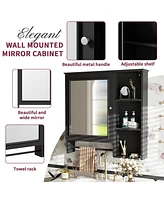 Casainc Wall Mounted Bathroom storage Cabinet, Medicine Cabinets with large mirror door, adjustable shelves and three open levels(Not Include
