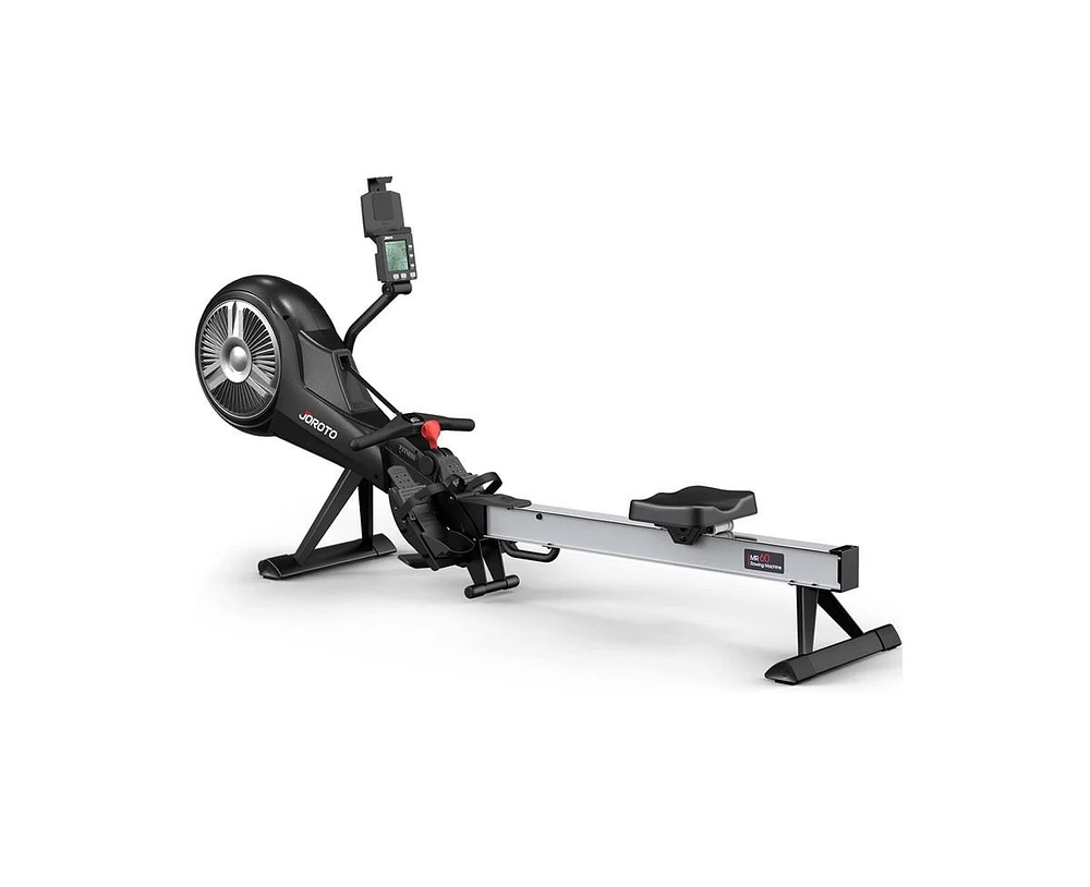 Joroto Rowing Machine, Air Magnetic Foldable Rowing Machines for Home Use, Rower Machine with 49.5" Rail, Backlit Monitor, Bluetooth, App Supported