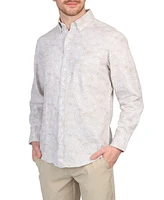 Tailorbyrd Men's Batik Printed Linen Blend Long Sleeve Shirt