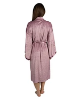 Tahari Women's Velour Kimono Robe with Flowy Bell Sleeves Satin Trim and Tie Front