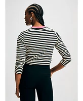 Isaac Mizrahi Women's Long Sleeve Stripe Tee