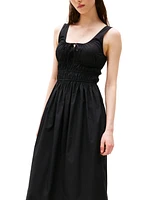 Tommy Jeans Women's Cotton Smocked-Waist Midi Dress