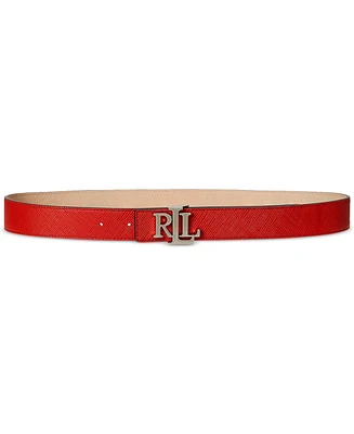 Lauren Ralph Logo Reversible Crosshatch Leather Belt