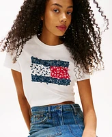 Tommy Jeans Women's Cotton Floral-Flag Graphic T-Shirt