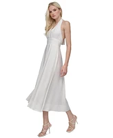 Dkny Women's Halter V-Neck Tie-Back Midi Dress