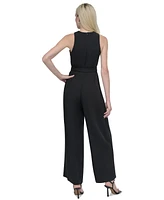 Dkny Women's Crisscross Halter Belted Wide-Leg Jumpsuit