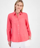 Charter Club Petite 100% Linen Button-Front Shirt