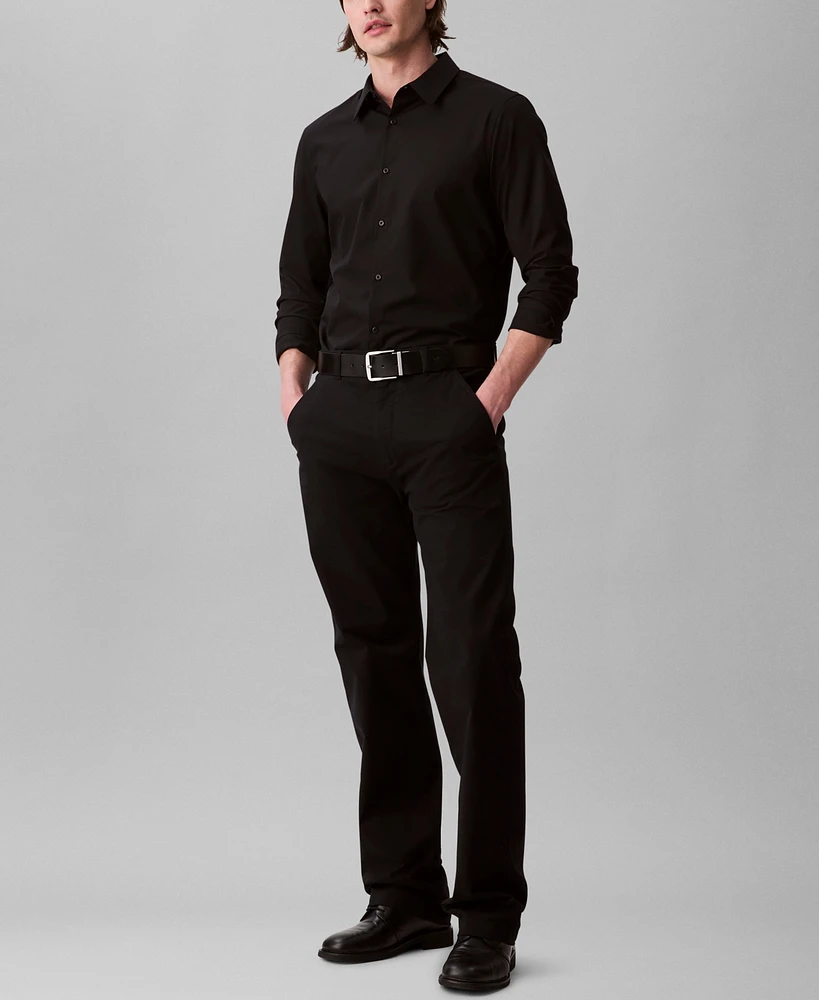 Calvin Klein Men's Slim Fit Supima Stretch Long Sleeve Button-Front Shirt