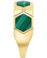 Effy Malachite & Diamond (1/10 ct. t.w.) Hexagon Band in 14k Gold