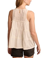 Lucky Brand Women's Lace Ruffle Tiered Tunic Top