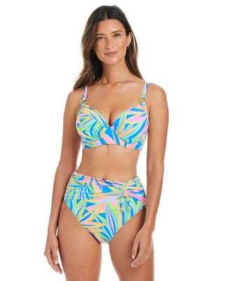 Bleu By Rod Beattie Womens On The Bright Side Printed Underwire Bikini Top High Waist Sarong Bikini Bottoms