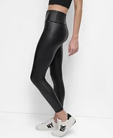 Dkny Women's Faux Leather High Waist 7/8 Legging Pants